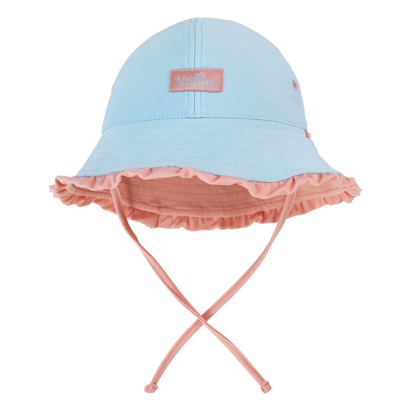 baby girl reversible swim hat in aquamarine dusty pink|aquamarine-dusty-pink