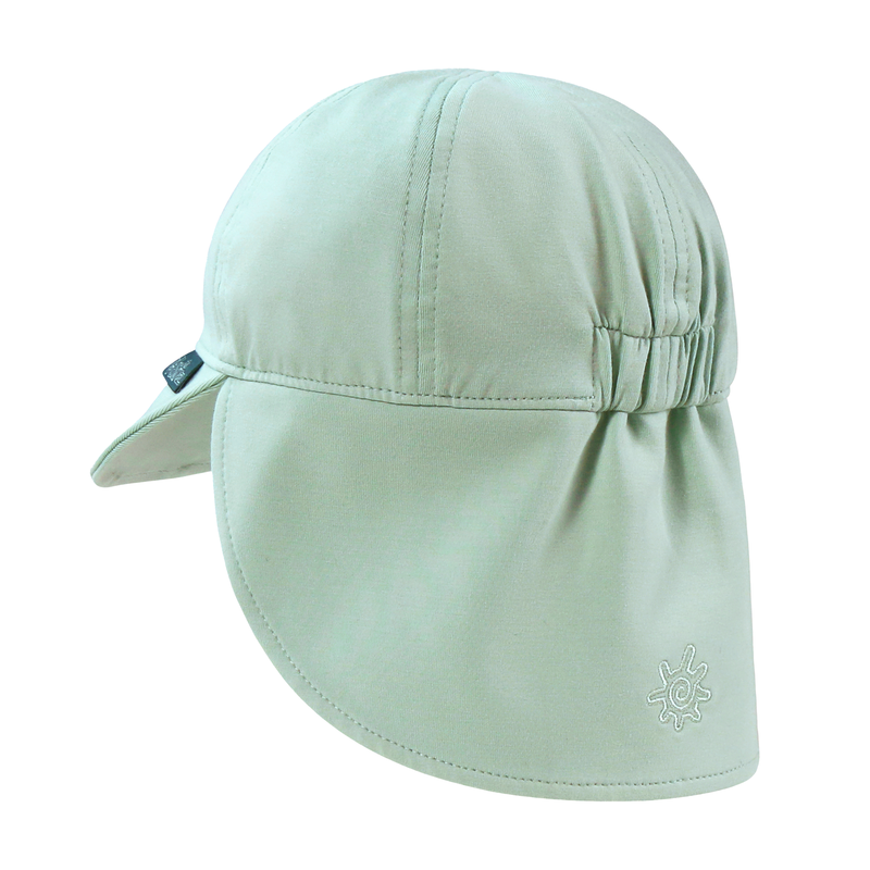 back view of baby boys everyday flap hat in dewdrop|dewdrop