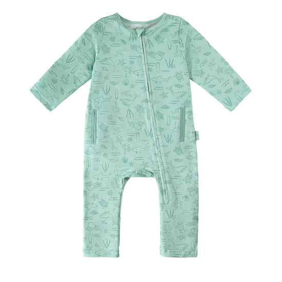 baby active fleece romper in ocean friends|ocean-friends