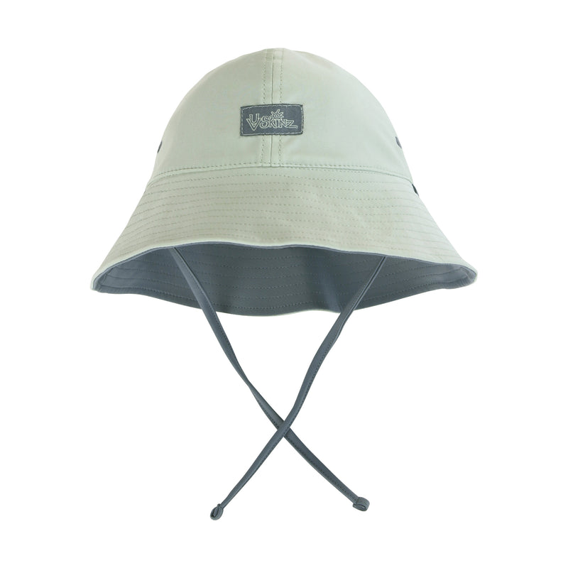 back view of baby boys reversible sun hat in frosty green mirage|frosty-green-mirage