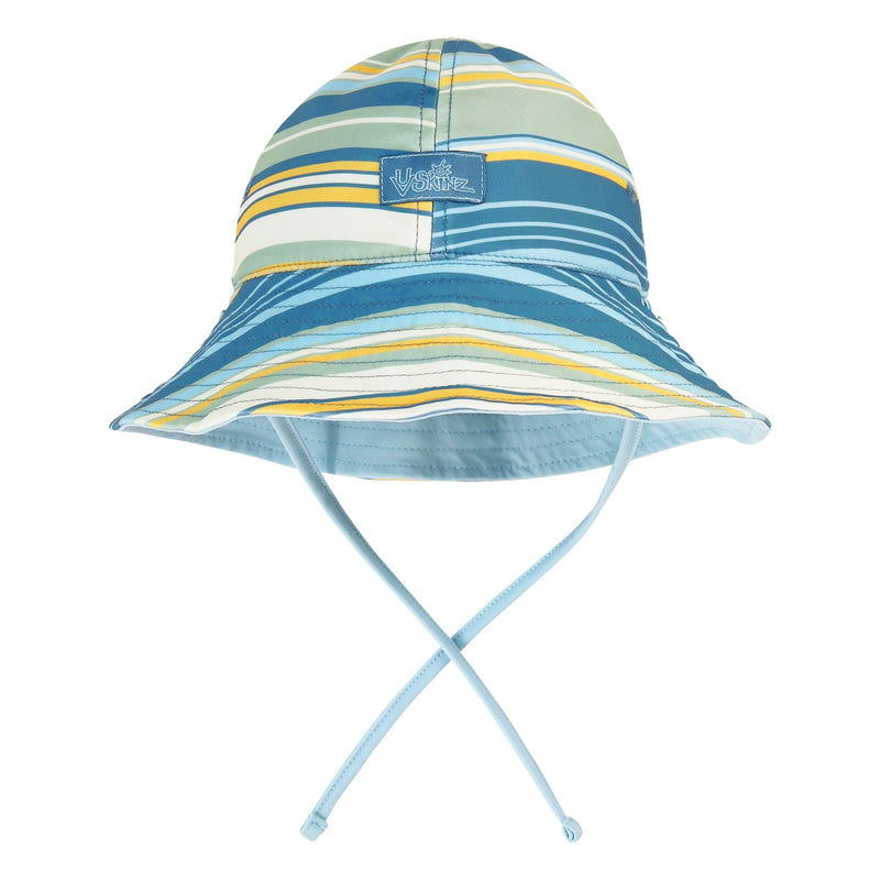 Back of Baby boys reversible sun hat|pinecrest-stripe