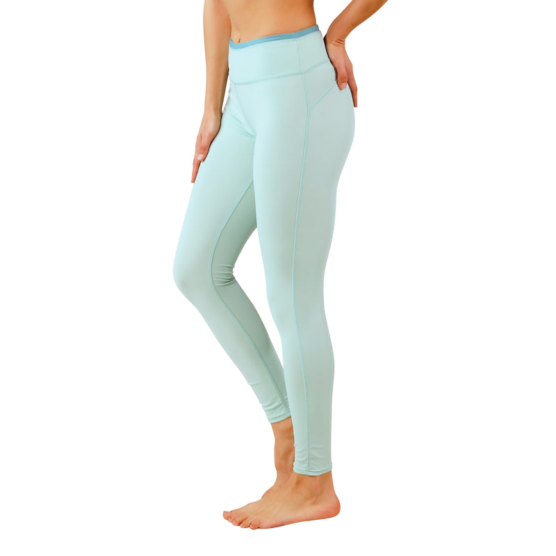 side view of women's active swim leggingz in dewdrop|dewdrop