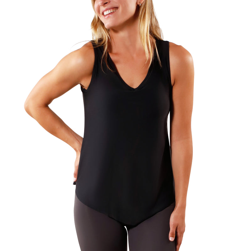 women's UPF tank top in black|black