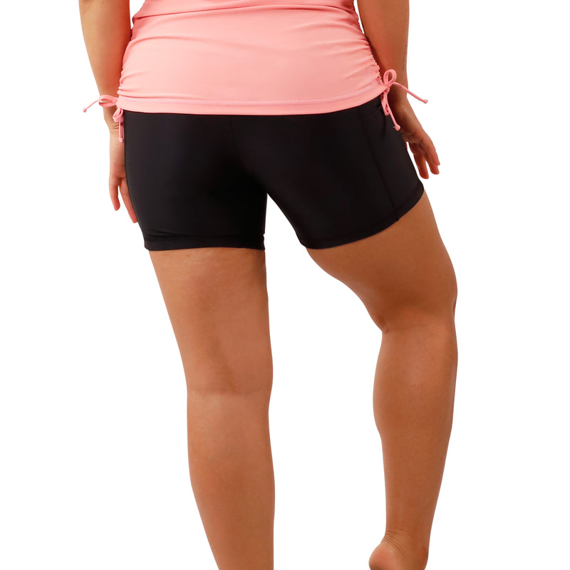 back view of Women's Active Swim Shorts in Black|black