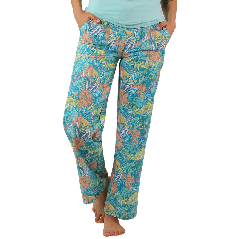 Women's Travel Pants in Caribbean Tropics Front View|caribbean-tropics