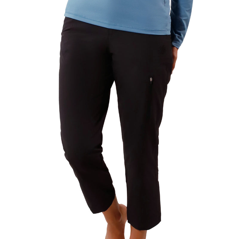 woman in walking capris in black|black