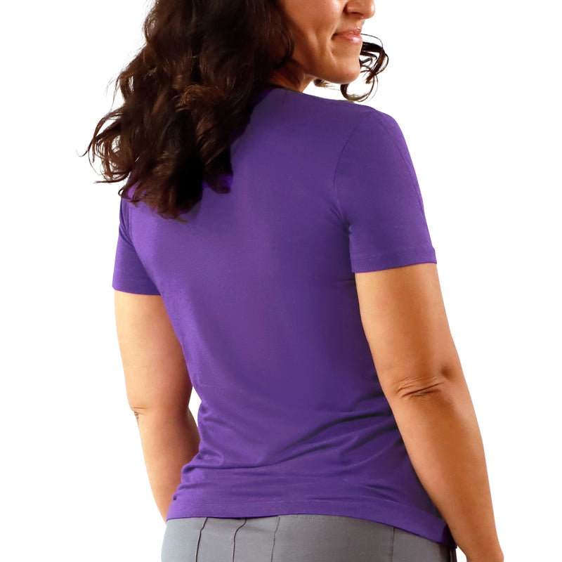 back view of women's UPF 50+ shirt in orchid|orchid