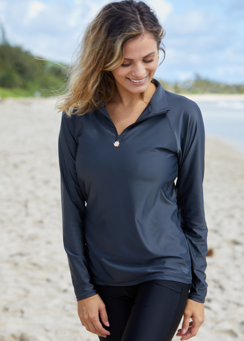 Women's Long-Sleeve Quarter Zip Swim Shirt