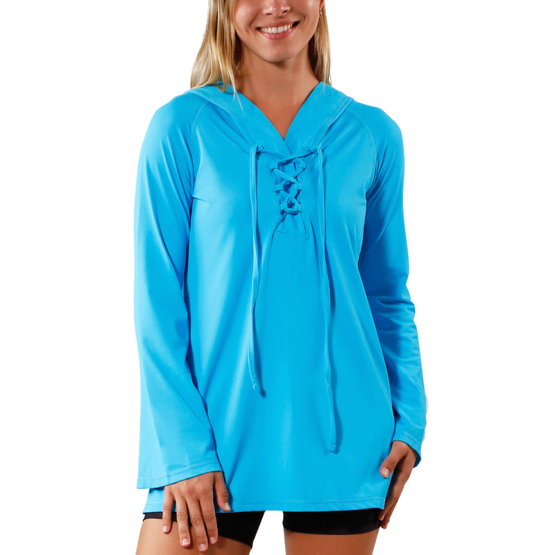 Women's Hooded Beach Cover Up in Aqua|aqua