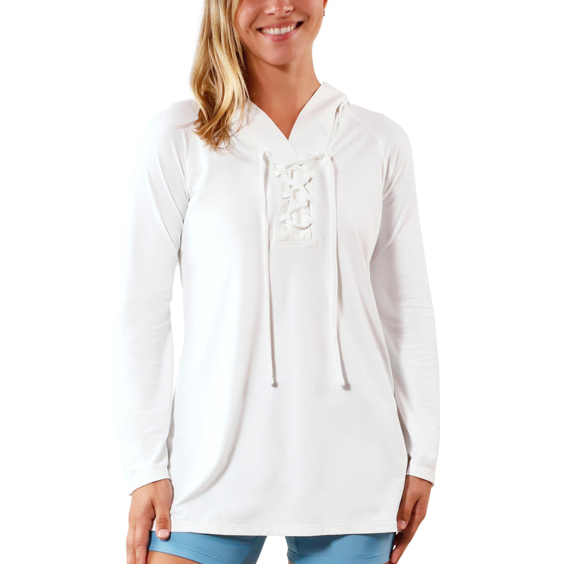 Women's Hooded Beach Cover Up in White|white