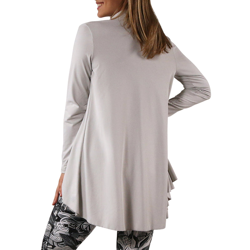 women's hooded beach cover up in cool grey|cool-grey