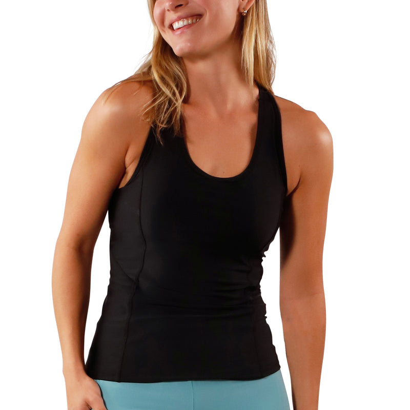 women's swim tank in black|black