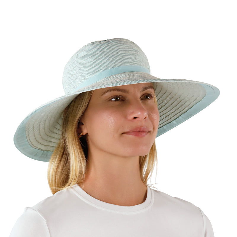 woman in river pacifica hat|river