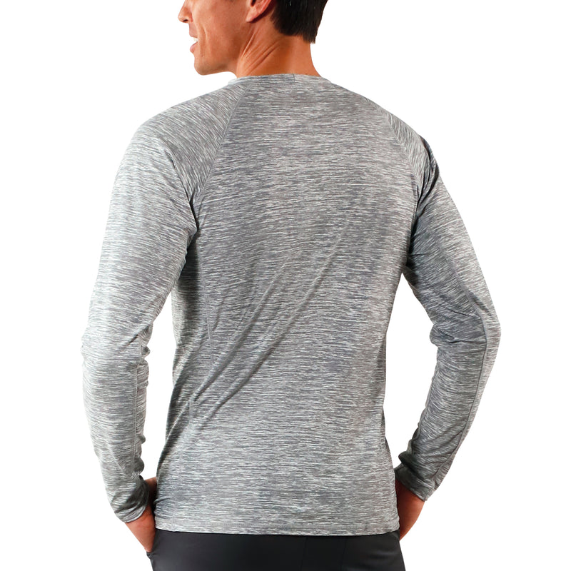 Men's long sleeve crew swim shirt in cool grey jaspe|cool-grey-jaspe