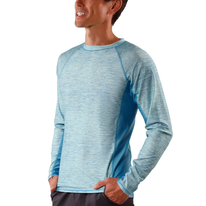 men's long sleeve crew swim shirt in lagoon jaspe|lagoon-jaspe-lagoon