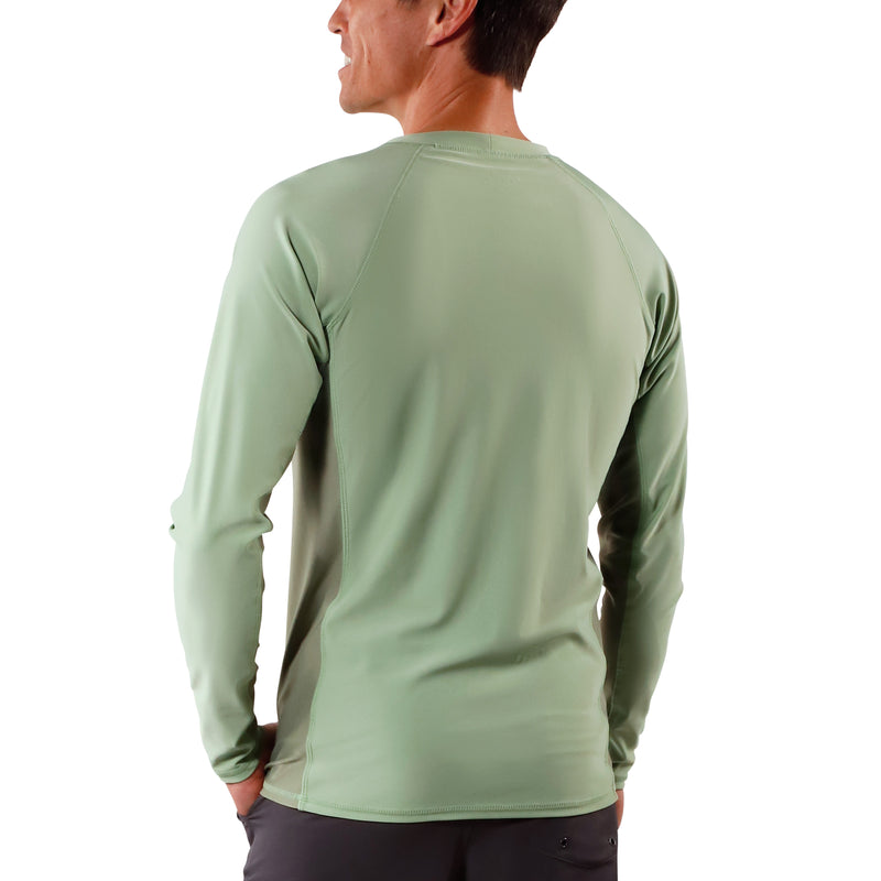 men's long sleeve crew swim shirt in sage washed olive|sage-washed-olive