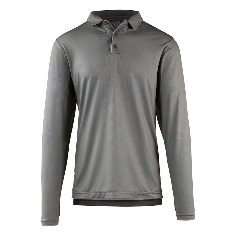 mens long sleeve performance polo shirt in grey links|grey-links