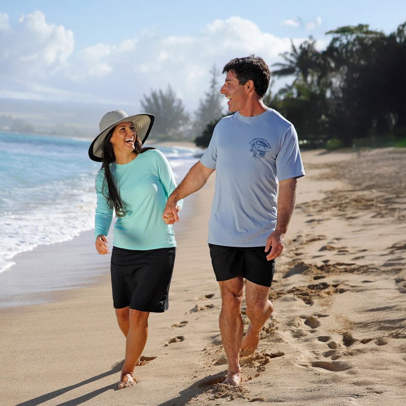 man walking on beach in men's short sleeve everyday tee|moon-dust