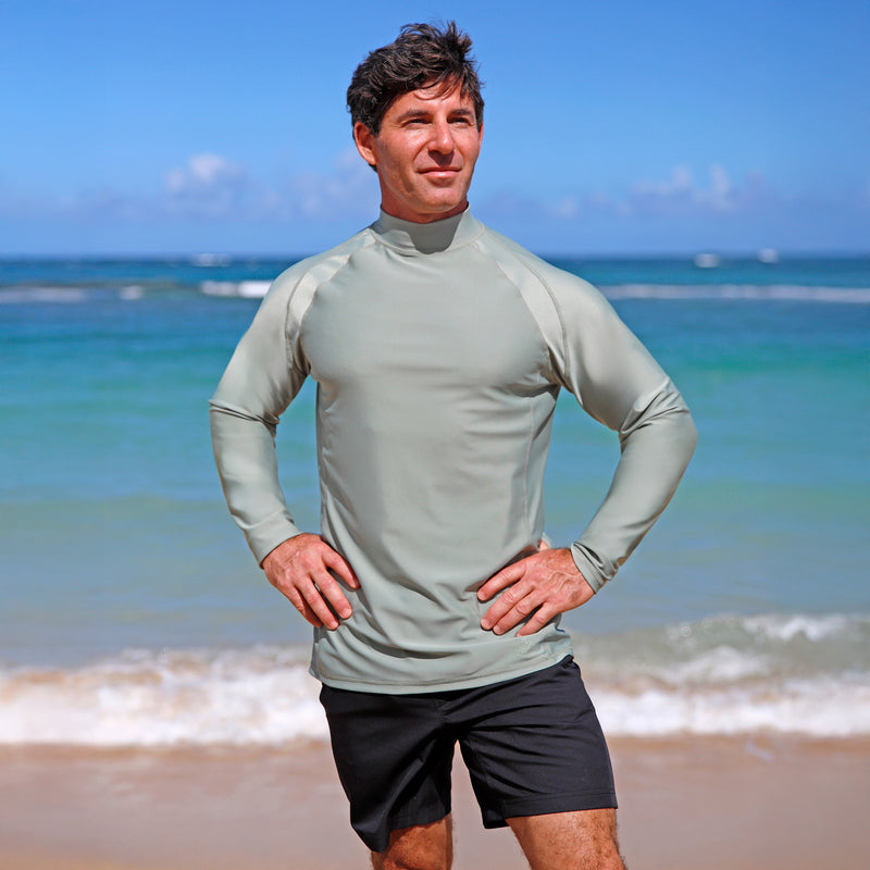 lifestyle mens ls active sun & swim shirt|lily-pad