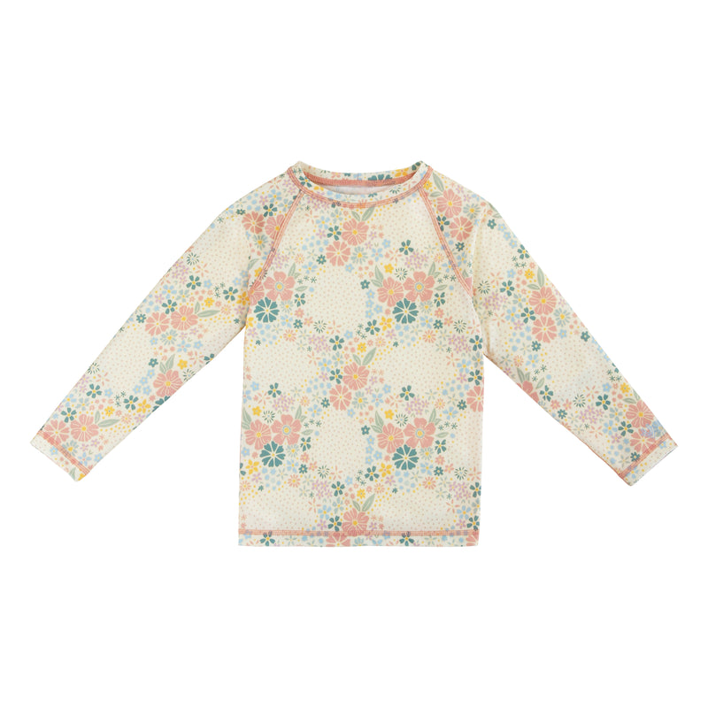 kids long sleeve crew sunny swim shirt in secret garden|secret-garden