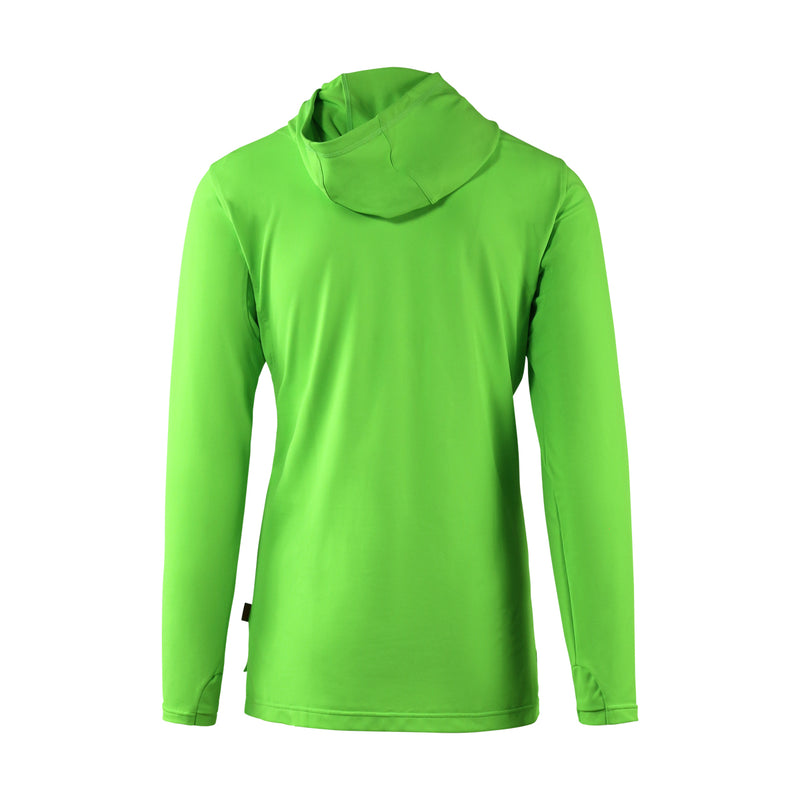 back view of mens workwear sun performance hoodie in neon green|neon-green