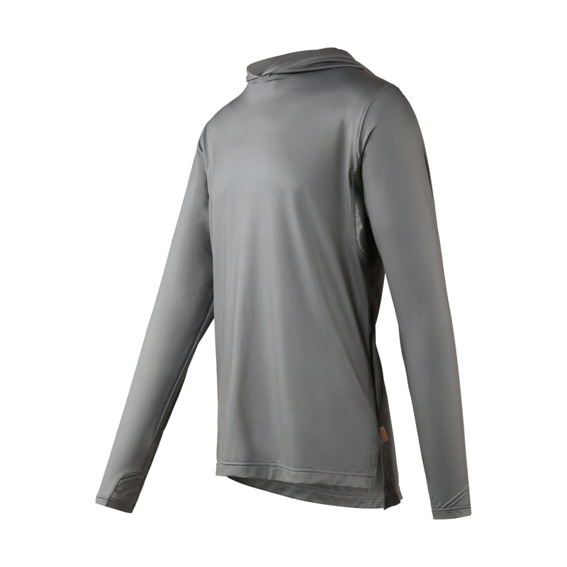 side view of mens workwear sun performance hoodie in grey|grey