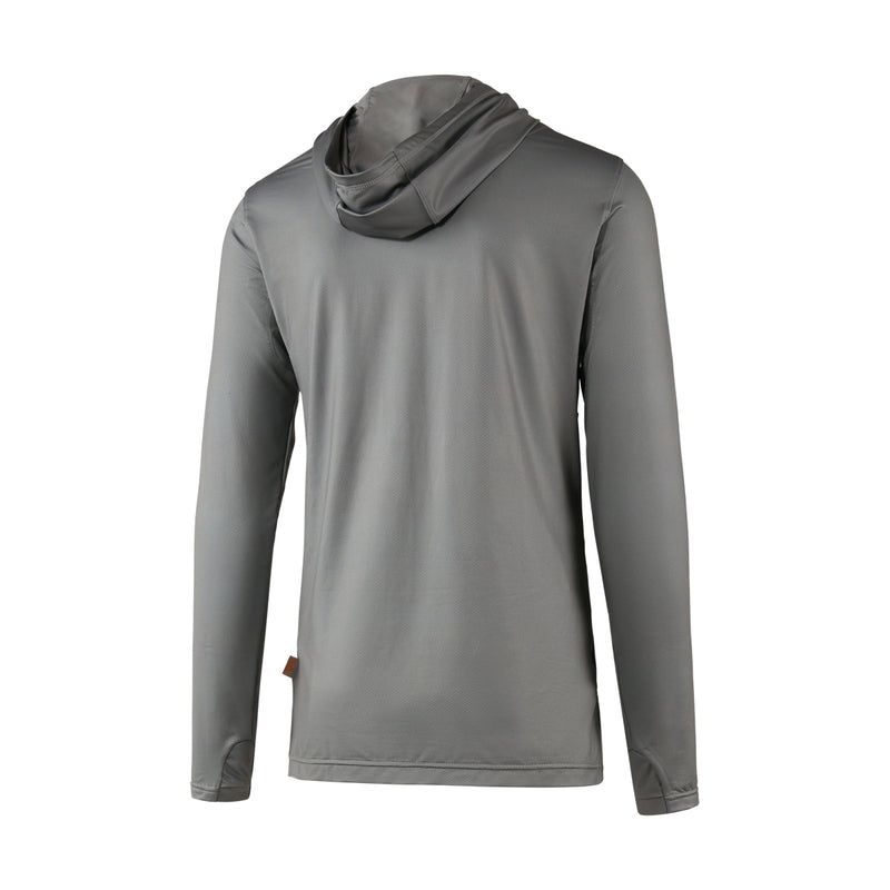 back view of mens workwear sun performance hoodie in grey|grey