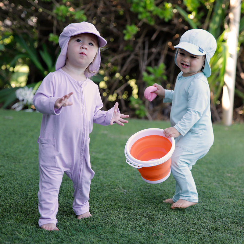 babies in long sleeve everyday romper in dewdrop and lotus