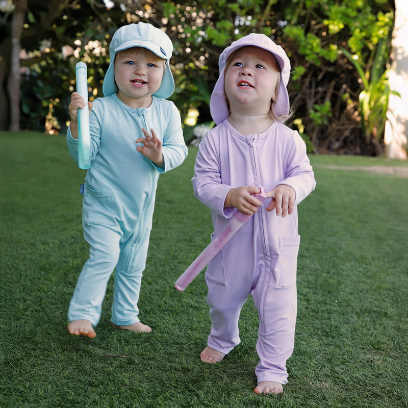 babies in everyday flap hat in lotus and dewdrop|lotus