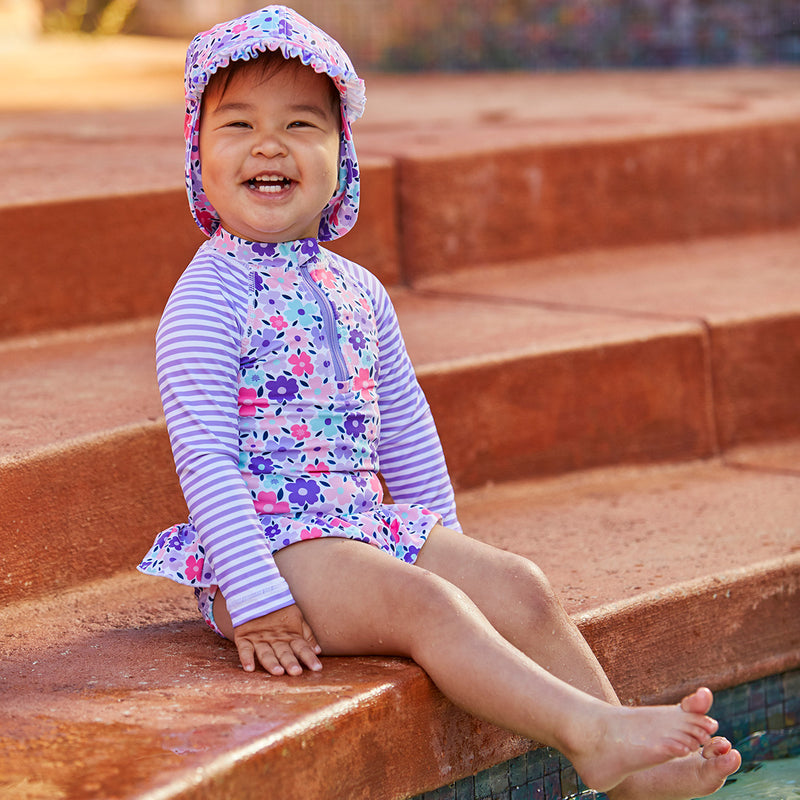 Baby Girl's Long Sleeve Ruffled One Piece Swimsuit