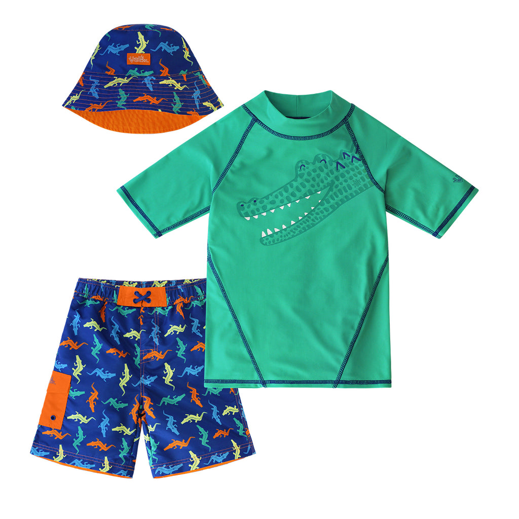 UV SKINZ - Children's UPF 50+ 3 Piece Swimwear Set - Shirt, Bottom, and  Bucket Hat (Blue/Yellow, Age 2) : : Clothing, Shoes & Accessories