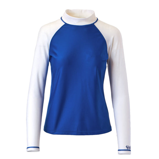 Women's rash guard in navy blue white|navy-blue-white